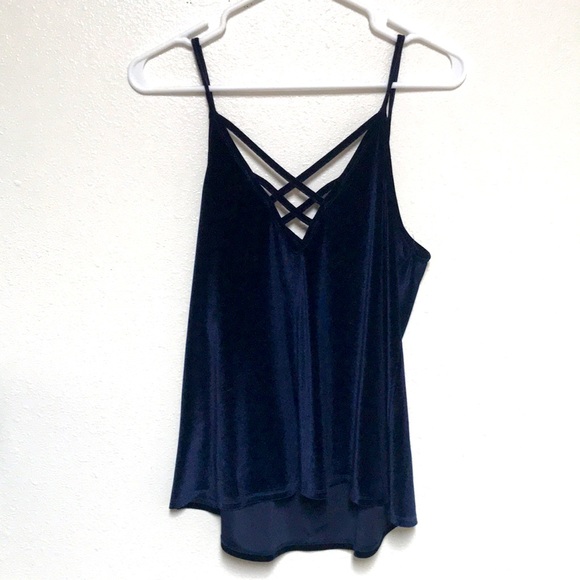 BEAR DANCE Navy Criss Cross Tank, sz L - SEXY! - Picture 2 of 4